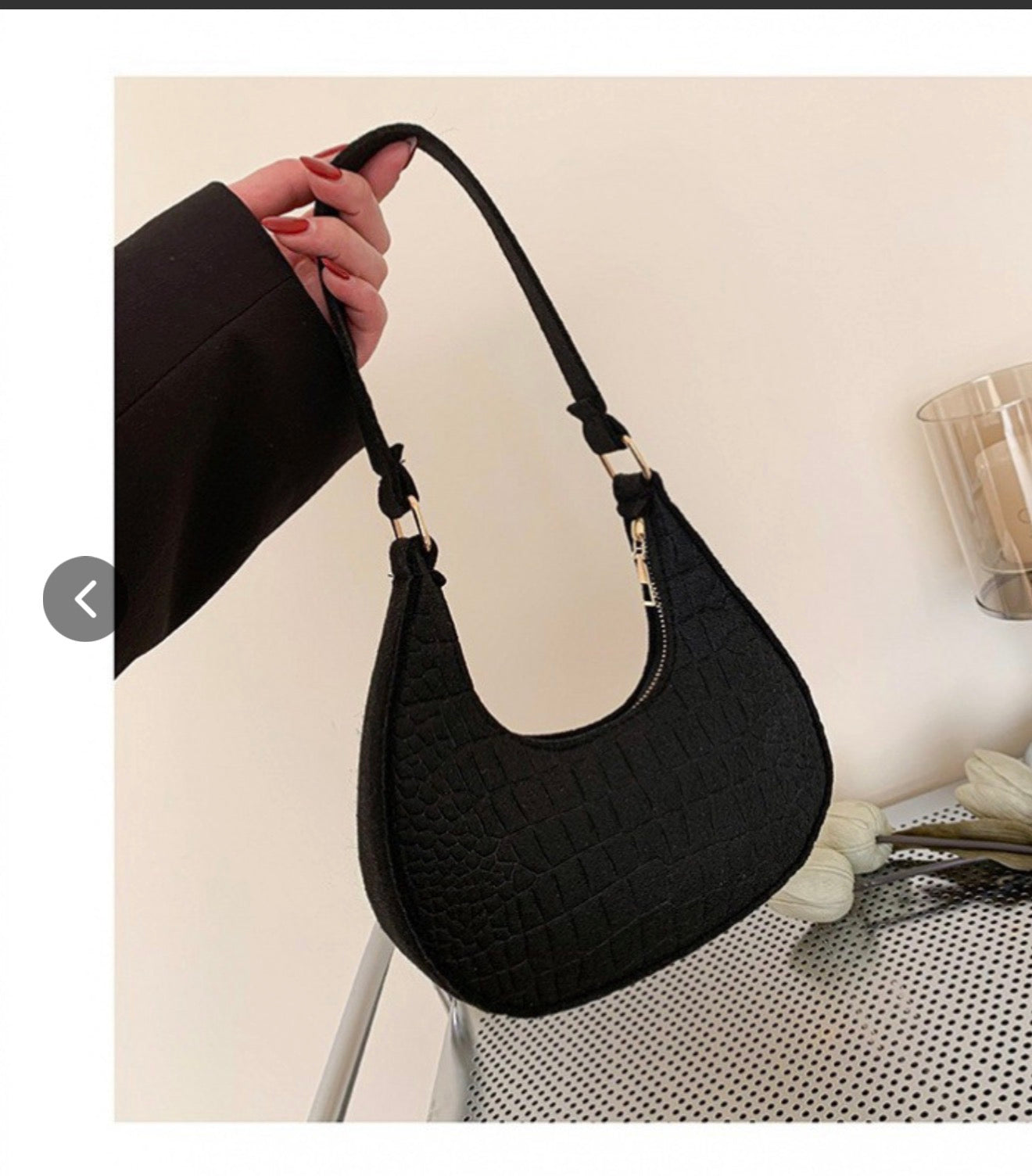 Small Leather Underarm Bag Fashion Crescent Shoulder Bag