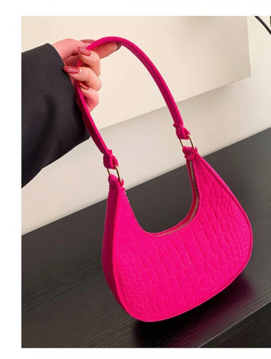 Small Leather Underarm Bag Fashion Crescent Shoulder Bag