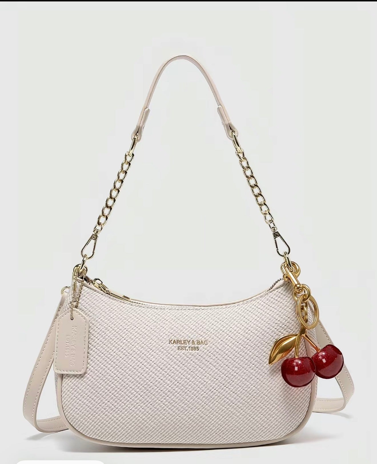 Fashionable Shoulder Bag, Cherry bag charm
