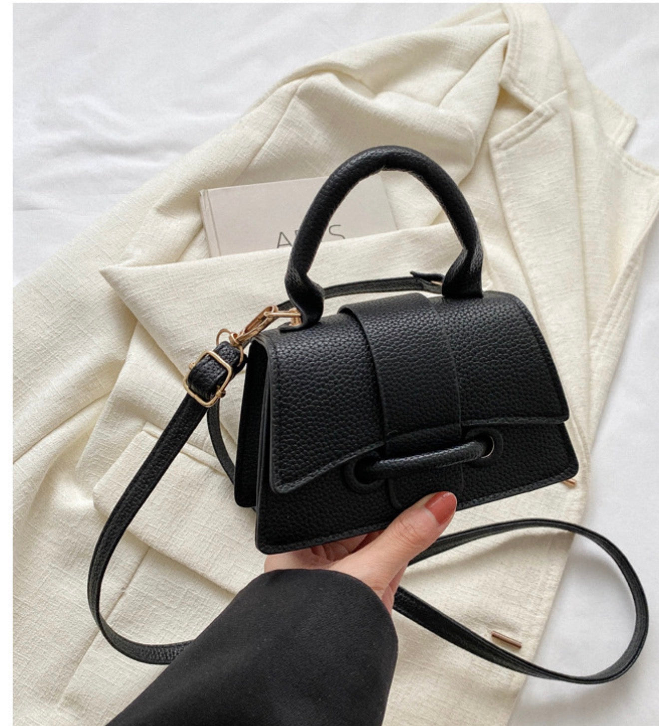 Mini Leather Square Handbag Elegant Chic Crossbody Bag