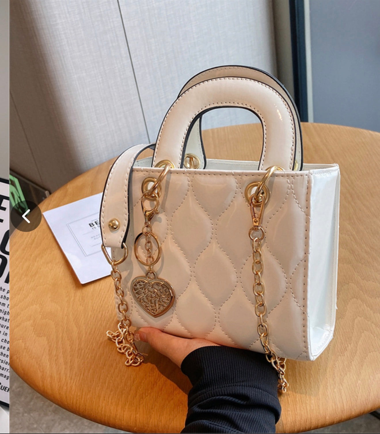 Elegant Patent Leather Diamond Quilted Handbag