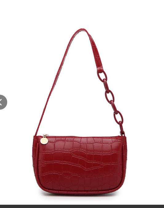 Small Fashionable Crocodile Pattern Leather Underarm Bag